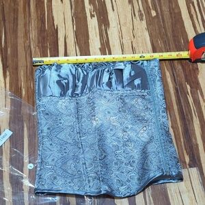 Silver Brocade Corset Bustier Lace Up medium